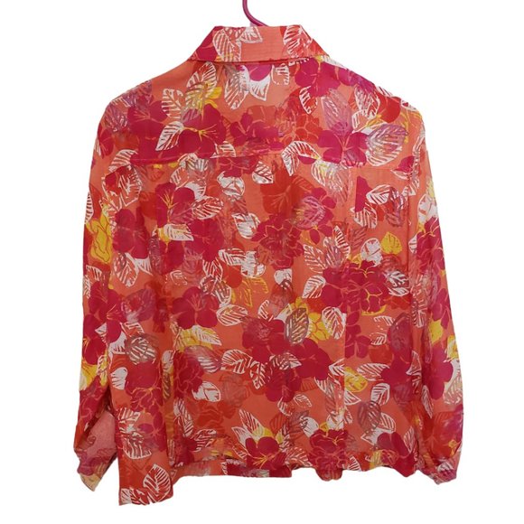 CT191a Ruby Rd. Favorites Sheer Button Down Shirt 14 - Picture 2 of 5